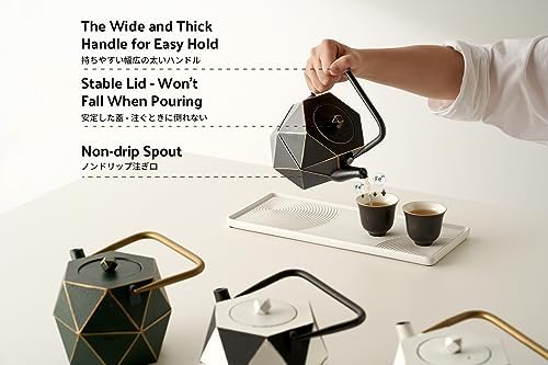 Toptier Cast Iron Teapot, Stovetop Safe Japanese Cast Iron Tea Kettle, Diamond Design Tea Pot with Removable Infuser for Loose Tea, 30 Ounce (900 ml), Black - Image 5