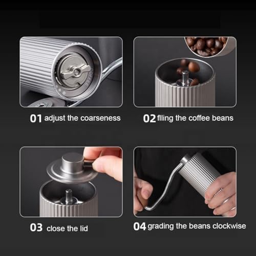 Manual Coffee Grinder – 6-Star Stainless Steel Burr, Adjustable Grind Settings, Portable Manual Espresso & Burr Coffee Grinder With Brush, Durable Body, 30g Capacity- Gray - Image 7