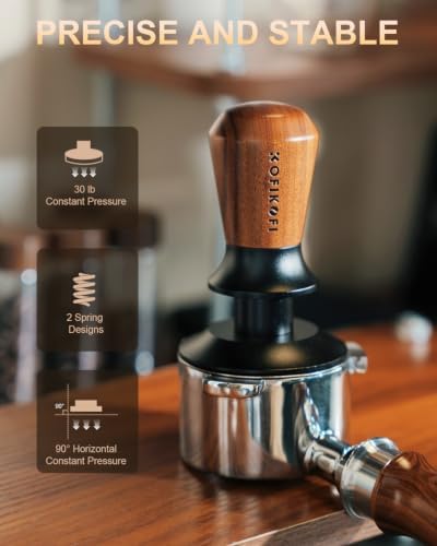 53.3mm Espresso Tamper, 30lbs Spring Loaded, Rosewood Handle, Ripple Base - Image 4