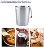 Frothing Cup, 2000ML 64OZ Measuring Cup, 304 Stainless Steel Graduated with Handle, Including ML Scale, Ounce Scale, for Lab Kitchen Liquids - Image 3