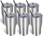 VEGOND 20oz Tumbler Stainless Steel Tumbler Cup with Lid And Straw Vacuum Insulated Double Wall Travel Coffee Mug(Stainless 6 Pack) by VEGOND