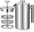 Red Ember Stainless Steel French Press 1L Cafetiere – Double Wall Insulated Coffee Maker, Unbreakable & Rust-Proof with 3-Layer Filter for Smooth, Rich Brew – Ideal for Home, Camping & Gifts by RedEmber