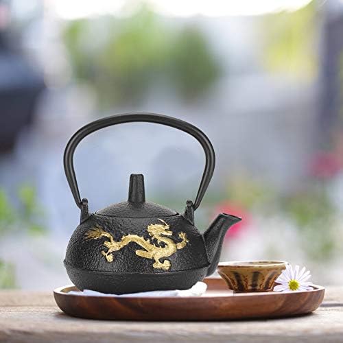 Iron Teapot Tetsubin Tea Pot Embossed Dragon Pattern Tea Kettle Pot With Stainless Steel Infuser for Stovetop (300ML) - Image 4