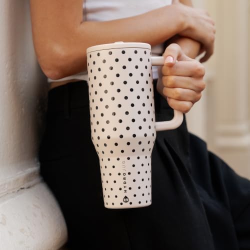 HydroJug Polka Dot Traveler 32oz, Insulated Tumbler, French Vanilla - Image 6