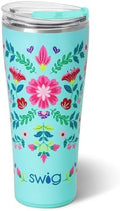Swig Life 32oz Insulated Tumbler with Lid, Flora Azul by SwigLife