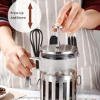 French Press Coffee Maker 350ml/ 600ml/1000ml Stainless Steel Coffee Press With 3 Filters System Heat Resistant Thickness Borosilicate French Press Glass(/Black B,350ml) - Image 4