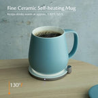 Ui+ Self-Heating Mug Set - Moonmist Blue | 18 fl oz / 532 mL Ceramic Coffee Mug Warmer, Infrared Temperature Control Heating Mug with OHOM Pad Max for Coffee & Tea - Image 2