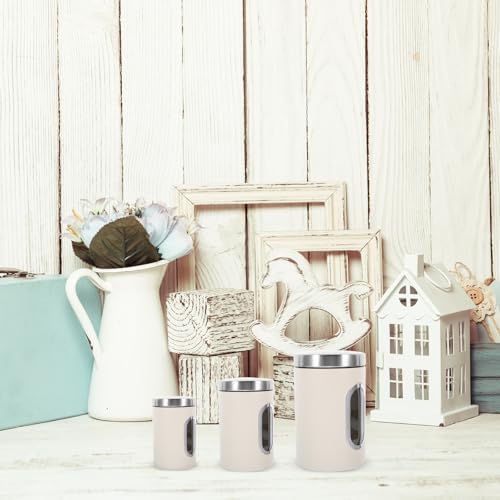 NUOBESTY 3pcs Food Storage Canisters Set, Airtight Stainless Steel Coffee Bean and Loose Tea Containers, Cream White Kitchen Pantry Organization Jars for Sugar, Grains, and Tea Leaves - Image 7