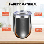 StarSpeed 12oz/6 Pack Insulated Wine Tumbler with Lid,Black - Image 4