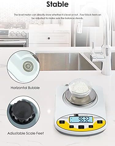CGOLDENWALL Lab Scale 3000gX0.01g Analytical Electronic Balance Digital Laboratory Scale Precision Jewelry Scales Kitchen Weighing Scales 0.01g Calibrated 110V (3000g, 0.01g) - Image 7