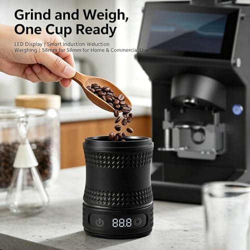58mm Digital Coffee Bean Dosing Cup, Espresso Portafilter Dosing Cup, With Scale, Scale For Espresso Machine, Led Digital Screen, Magnetic Detachable, For Home Commercial - Image 4
