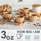 Cute Ceramic Double Espresso Shot Cups Set of 4 Tazas Para Cafe Expresso Cups 3 oz is Suitable for Single and Double Espresso Mugs. - Image 3