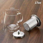 DOPUDO Glass Tea Cup with Infuser and Lid, 34oz/1000ml Large Borosilicate Teacup, Clear Mug for Loose Leaf Blooming Tea, Dishwasher Safe - Tea Maker Gift for Birthday - Image 2