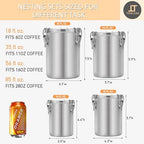 Tanjiae 4-Pack Compact Stainless Steel Airtight Canisters Sets for Small Kitchens | Metal Food Storage Containers with Lids Sealed - Keep Flour, Sugar, Coffee, Tea Fresh for Months (18+35+56+85 fl oz) - Image 2
