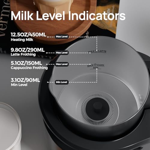 4-in-1 Milk Frother - Electric Steamer, Automatic Warm & Cold Cappuccino Foam Maker, 12.5oz Milk Warmer for Latte, Macchiato, Stainless Steel - Image 4