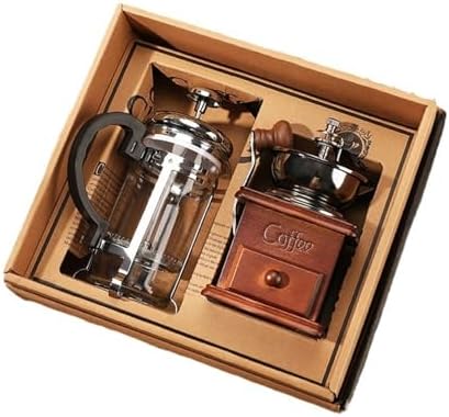 Hand Coffee Grinders and French Presses Set with Wooden Handle for Freshness Brewed Coffee At Homes or Outdoor and Stainless Steel Presses Set Perfect for Camping and Use - Image 5