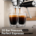 Zulay Kitchen Magia Compact Espresso Machine – 20 Bar Coffee Maker with Milk Frother Steam Wand, Latte & Cappuccino Maker, 1350W Fast Heating, 40oz Removable Water Tank, Stainless Steel – Cream - Image 2