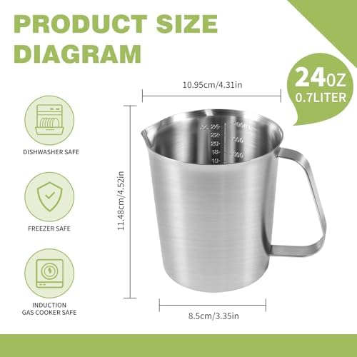 Stainless Steel Metal Measuring Cup w/Handle for Liquid,24&24oz - Image 2