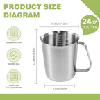 Stainless Steel Metal Measuring Cup w/Handle for Liquid,24&24oz - Image 2