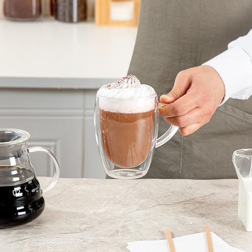 Restaurantware Glass Espresso Cups 12 Count 12 Ounces Borosilicate Double Wall Glass Coffee Mugs Insulated Clear Tea Drinkware for Hot or Cold Beverages - Image 5
