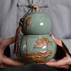Kitchen Storage Jar Gourd Tea Caddy With Airtight Lid And Carrying Handle Ceramic Loose Storage Tin For Coffee Sugar, Nuts, Herb, Spice ﻿ Leaf Tea Jar(Green,Large) - Image 3