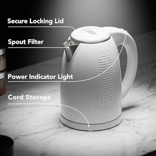 OVENTE 1.7L Double Wall Electric Tea Kettle, 1100W Power, White KD64W - Image 3