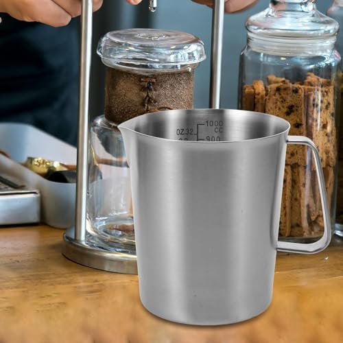Stainless Steel Frother Pitcher 1000ml with Handle and Graduations - Image 5