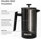 Brevik Insulated French Press Coffee Maker – 34 oz Double-Wall Stainless Steel Coffee Press, 1000ml, Matte Black, Gift-Ready Packaging - Image 7