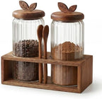 Coffee & Sugar Canister Set, 2 x 34 fl oz Airtight Glass Jars by Unknown