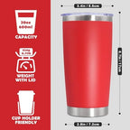 20oz Tumbler Stainless Steel Tumbler Coffee Tumbler with Lid Red, 4P - Image 4