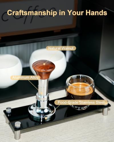 KOFIKOFI 51mm Espresso Tamper, 3 Spring Loaded 30lb Pressure Click Walnut - Image 3