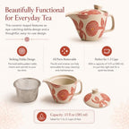Hasami Ware Dahlia Teapot with Stainless Infuser, 13 fl oz (Red) - Image 4