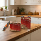 Red and Gold Marble Texture Designed Food Storage Containers With Lids Stainless Steel Storage Containers For Kitchen Pantry Stackable Push Button Canister With Airtight - Image 7