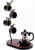 Coffee Mug Tree with Wooden Base, Metal Coffee Cup Holder for Countertop, Coffee Mug Stand for Kitchen Counter, Mug Rack Display for Counter Top Kitchen Organizer with 4 Hooks,Black by Unknown