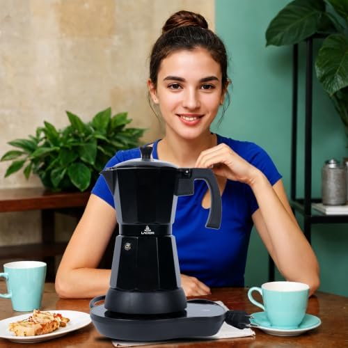 LAOION 6 or 3 Cup Electric Moka Pot, Cafeteras Electricas Modernas-Black - Image 6