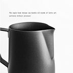 Homemade Stainless Steel Milk Frothing Pitcher Teflon Non-stick Coating Milk Frother Coffee Latte Art Milk Jug Cup Large Capacity Pull flower (Color : Black600ml) - Image 4