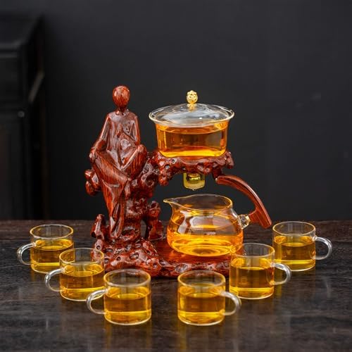 Zurucily Kungfu Tea Sets Semi Automatic Glass Teapot Set (Meditation-red) - Image 2