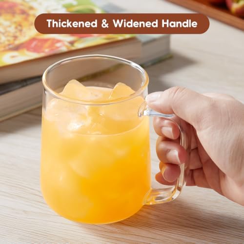 Large Glass Coffee Mugs, 24 oz Glass Coffee Cups Set of 6, Clear Borosilicate Glass Mugs with Handles for Cappuccino, Tea, Latte, Hot/Cold Beverages, Wine, Americano, Smoothies - Image 4