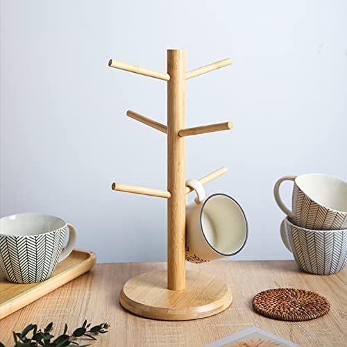LIU- Mug Tree Mug Holder Tabletop Mug Rack Bamboo Wooden Cup Holder Storage Organizer Display Stand,Tea Coffee Cup Mug Hooks - Image 5