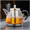 Induction Cooker Special Glass Teapot With Cool Handle, Heat Resistant Borosilicate Glass Teapot With Stainless Steel Inner Filter,tea Kettle Stovetop Glass Flower T A-1.4L by Unknown
