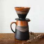 Handmade Ceramic Pour Over Coffee Dripper Set, Black - Image 2