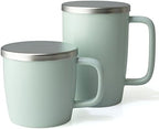 FORLIFE Dew Satin Finish Brew-In-Mug with Basket Infuser & Stainless Lid 11 oz. (Minty Aqua) - Image 7