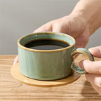 LUKA 6 Ounce Porcelain Stackable Espresso Cups with Saucers and Metal Stand Set of 4, Ceramic Cappuccino Cups Set for Specialty Coffee Drinks, Latte, Cafe Mocha and Tea, Wild Sage Earth - Image 7