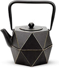 Toptier Cast Iron Teapot, Stovetop Safe Japanese Cast Iron Tea Kettle, Diamond Design Tea Pot with Removable Infuser for Loose Tea, 40 Ounce (1200 ml), Black by toptier
