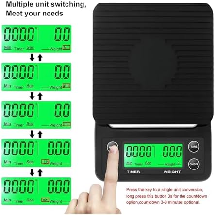 Digital Scale, with Timer for Food Balance Weighing Mini Household Scale Electronic Coffee Digital LCD 3kg 0.1g Kitchen Scales(Coffee 5kg 0.1g) - Image 5