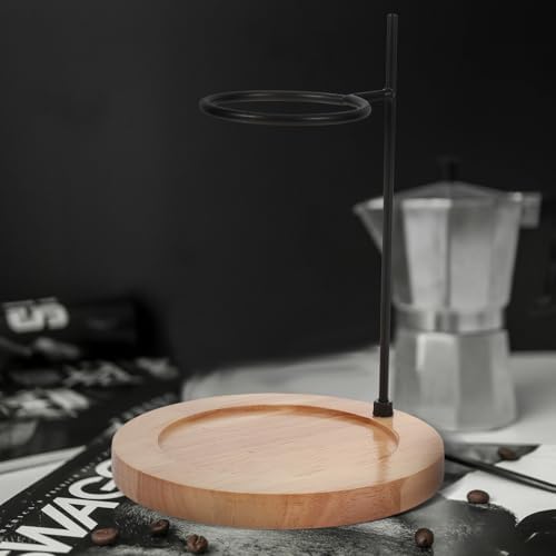 Wooden Base Coffee Dripper Rack, Iron Filter Cup Holder - Image 4