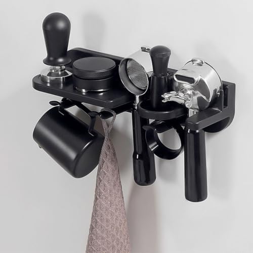 VOSAREA Wall-mounted Espresso Tool Holder No-drill Coffee Portafilter Storage Rack Espresso Accessories Organizer for Efficient Coffee Setup - Image 2