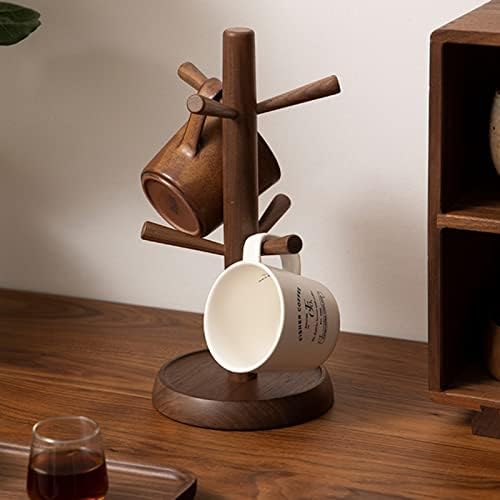 LIU- Wooden Mug Holder Tree,Coffee Cup Holder,Countertop Mug Stand with 6 Hooks, for Coffee Counter Bar Accessory (Color : Beech) - Image 5