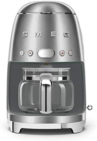 Smeg 50's Retro Style Aesthetic Drip Coffee Machine with 10 Cup Glass Carafe, Auto Start Feature, Keep Warm Plate, and Two Coffee Strength Settings (Brushed Stainless Steel) by Unknown