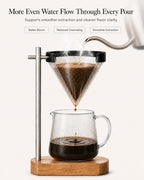 Pour Over Coffee Stand, Dripper-Free Coffee Maker with Magnetic Ring Design, Wooden Base Coffee Brewing Set, Includes Filter Paper, for Pour Over Coffee Lovers - Image 3